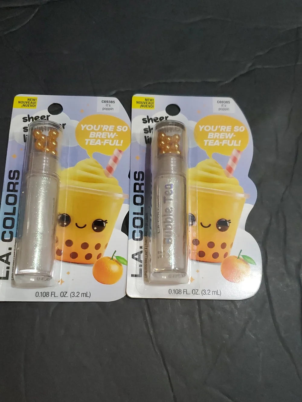 2pack bobba tea it's poppin you're so brew-tea-ful sheer shimmer lipgloss set